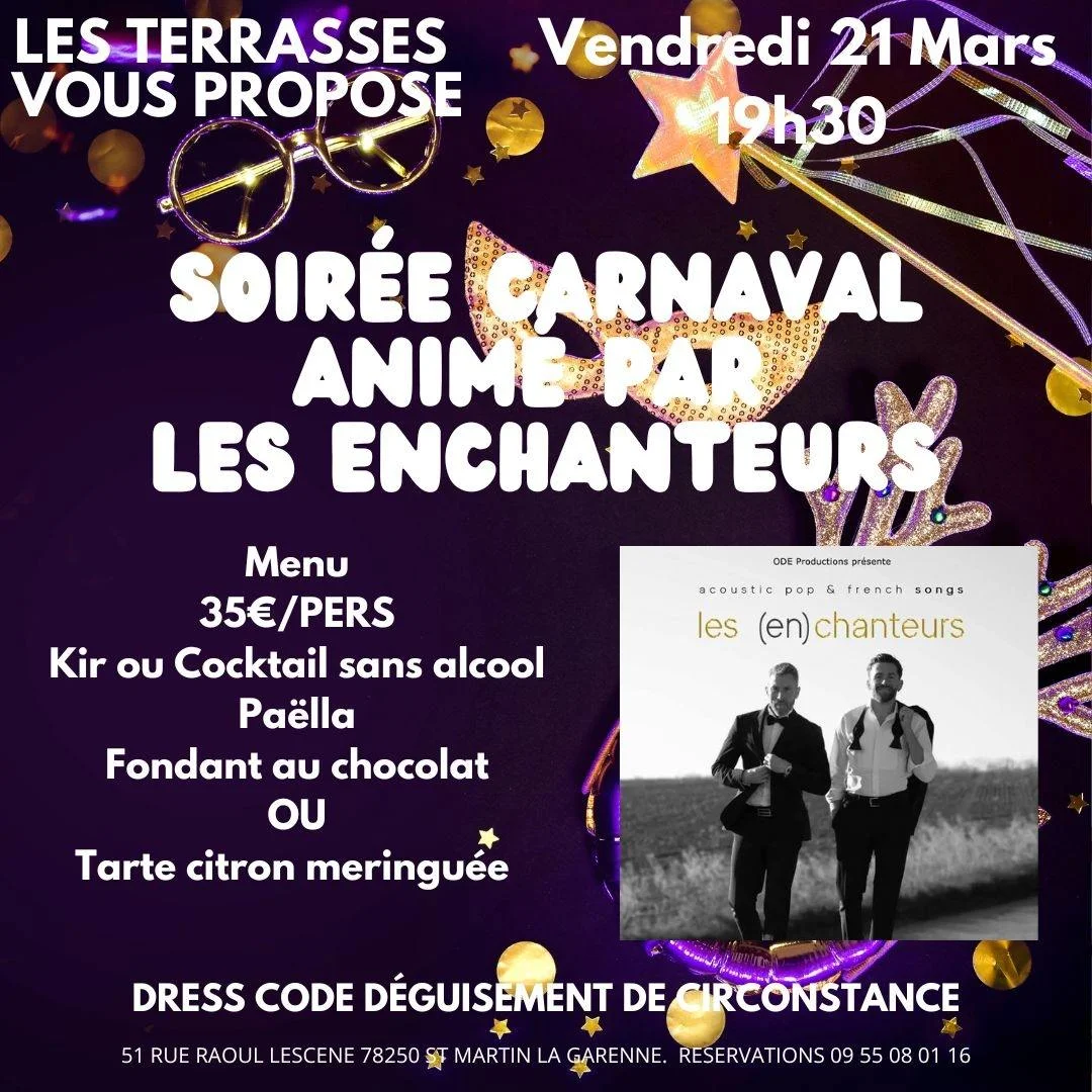 21 mars - Soirée carnaval aux Terrasses